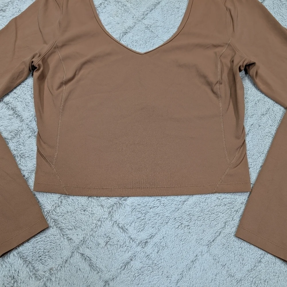 Lululemon Top Womens 10 Brown Dusty Clay Align Long Sleeve Crop Soft Nulu